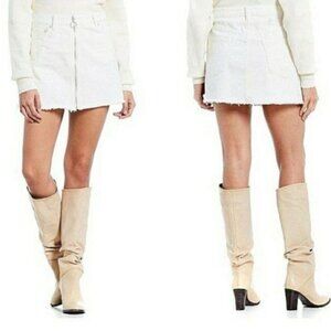 NWT Free People Mini Zip It Up Jean Denim Skirt in Vintage White Women's Size 31